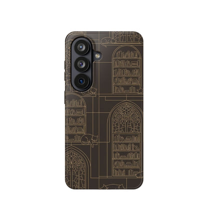 Cat Library Bookshelf Phone Case