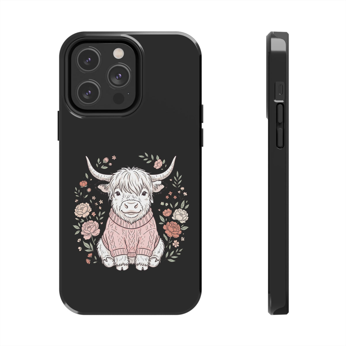 Highland Cow Floral Tough Phone Case