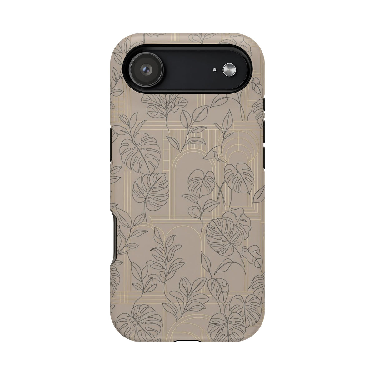Neutral Leaf Pattern - Impact Resistant Phone Case