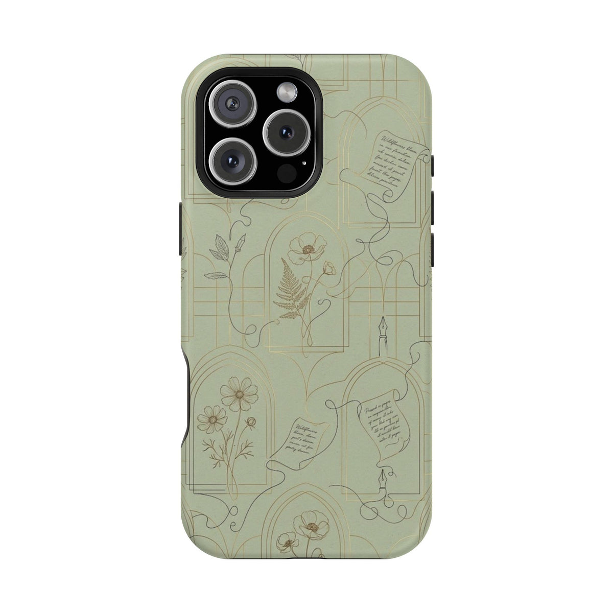Vintage Botanical Script Design - Impact Resistant Phone Case