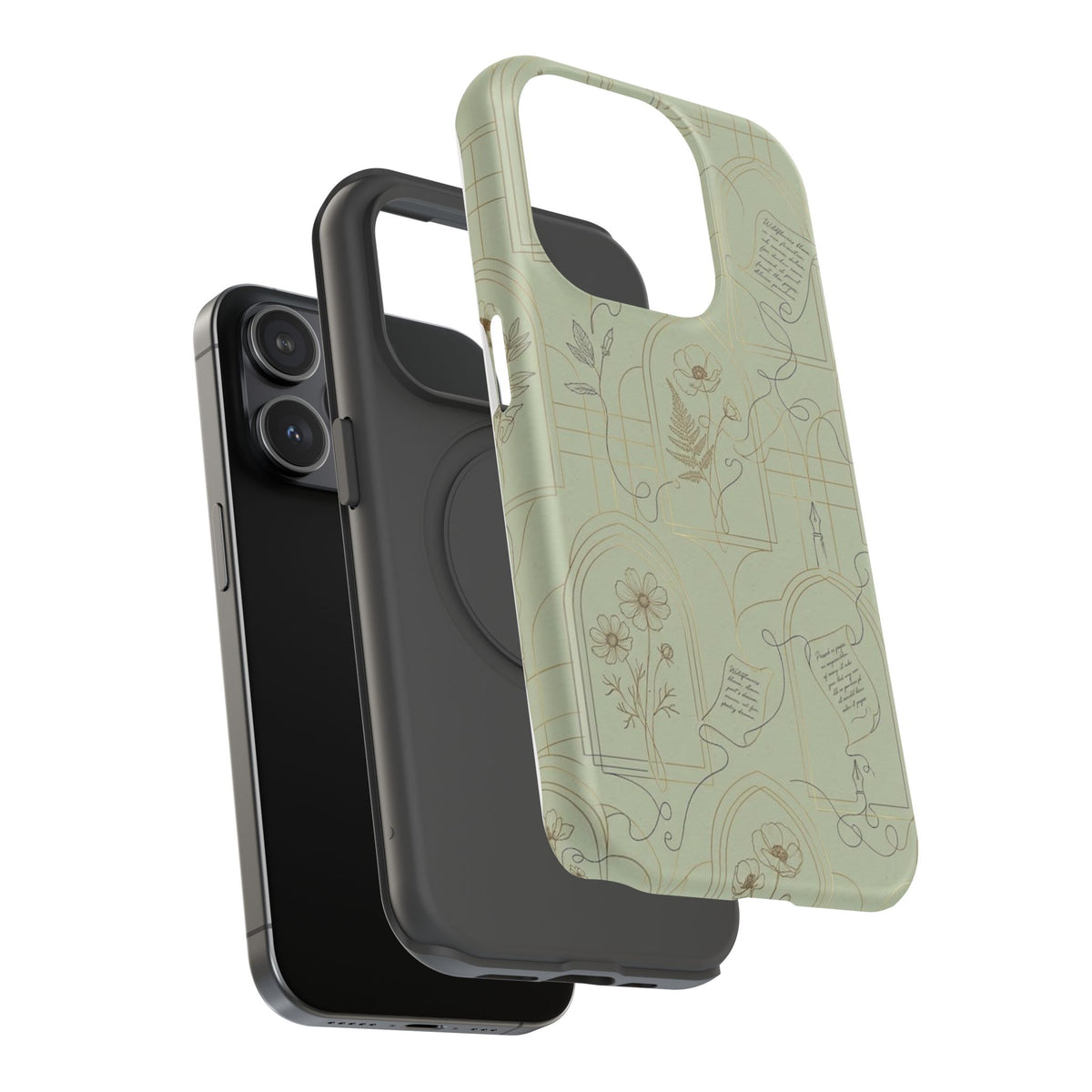 Vintage Botanical Script Design - Impact Resistant Phone Case