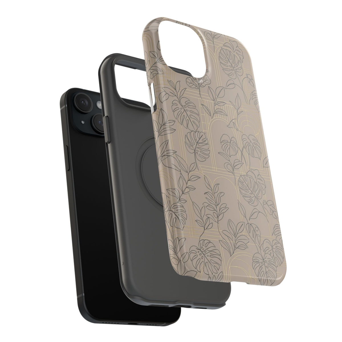 Neutral Leaf Pattern - Impact Resistant Phone Case