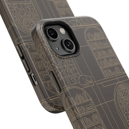 Cat Library Bookshelf Phone Case