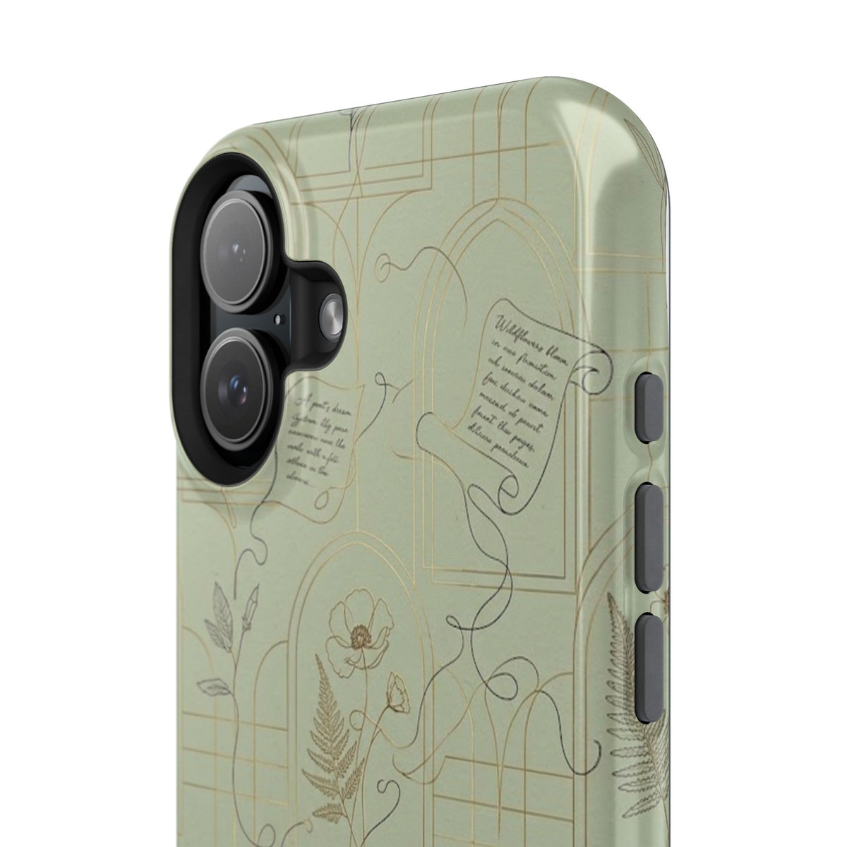 Vintage Botanical Script Design - Impact Resistant Phone Case