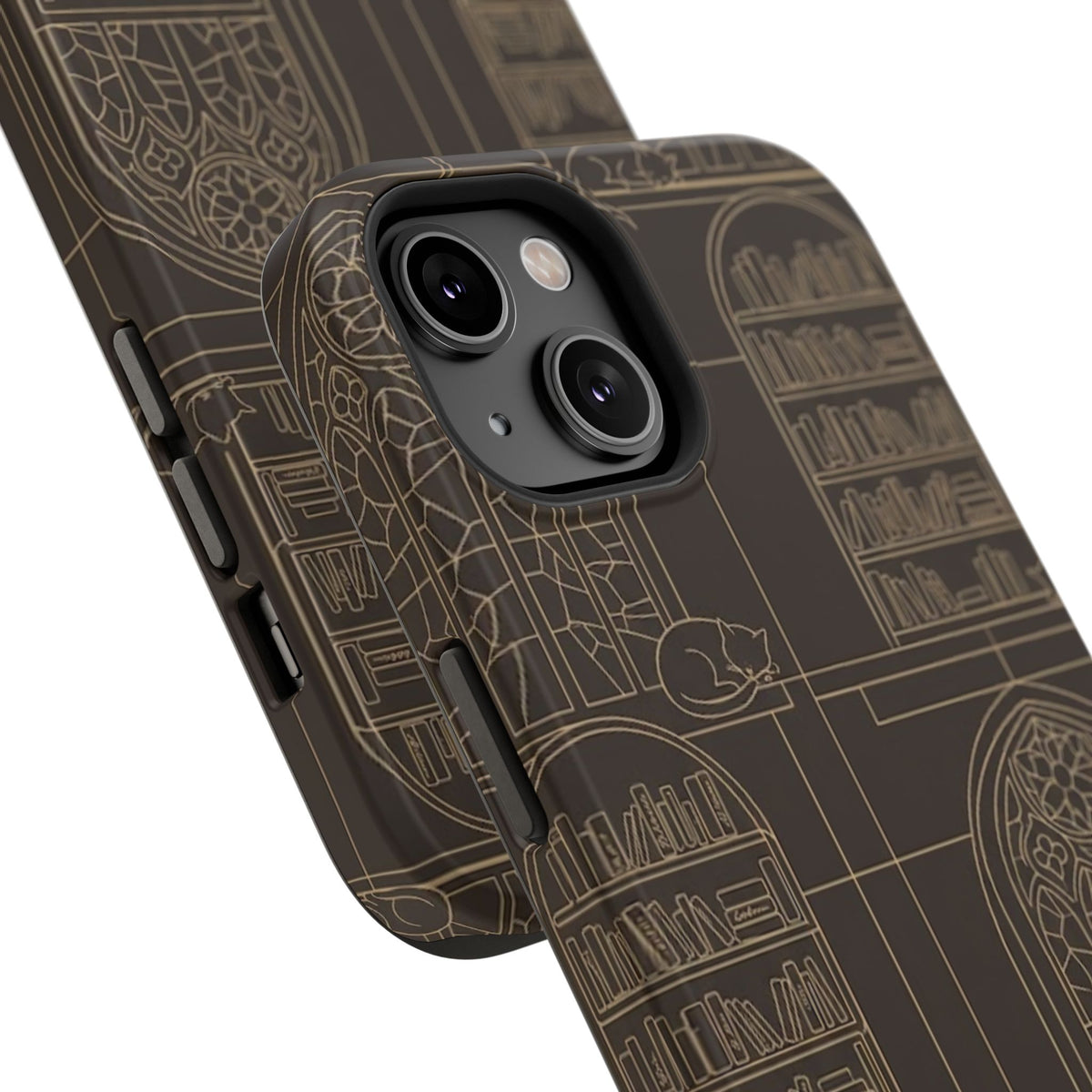 Cat Library Bookshelf Phone Case