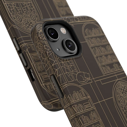 Cat Library Bookshelf Phone Case