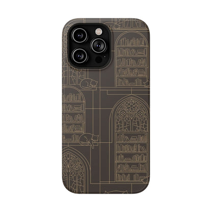 Cat Library Bookshelf Phone Case