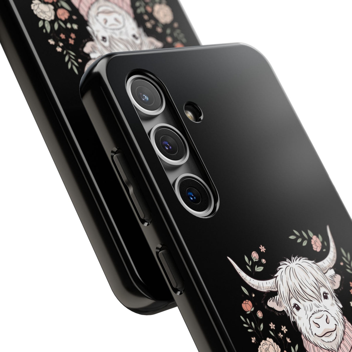 Highland Cow Floral Tough Phone Case