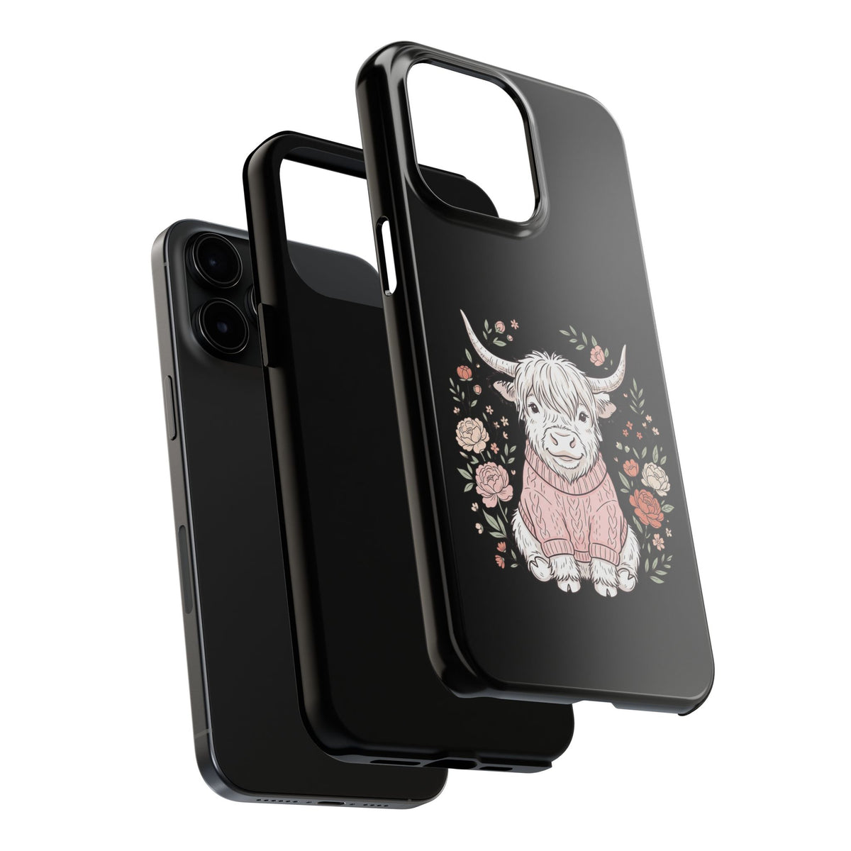 Highland Cow Floral Tough Phone Case