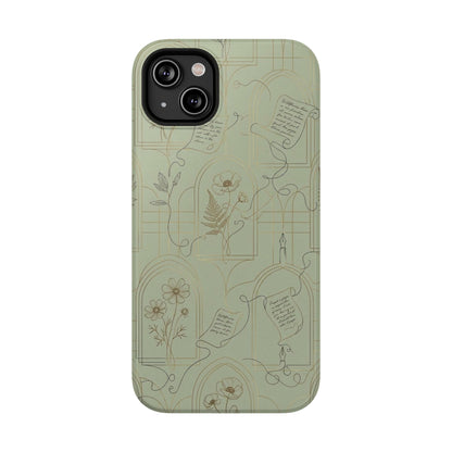 Vintage Botanical Script Design - Impact Resistant Phone Case
