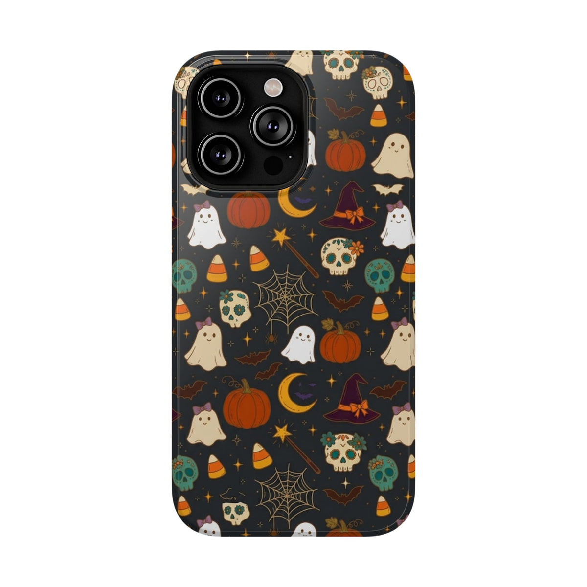 Ghosts, Pumpkins & Skulls Pattern - Impact Resistant Phone Case