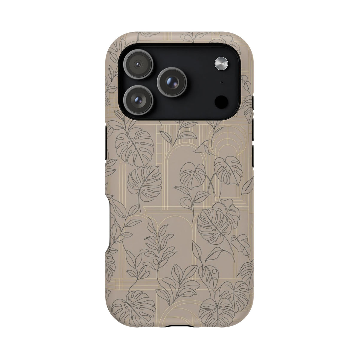 Neutral Leaf Pattern - Impact Resistant Phone Case
