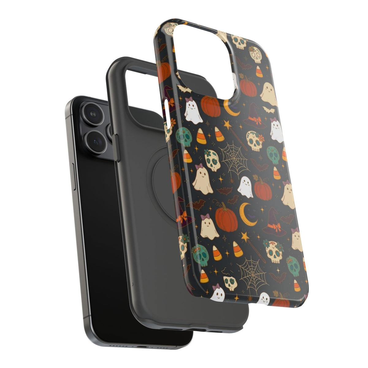 Ghosts, Pumpkins & Skulls Pattern - Impact Resistant Phone Case