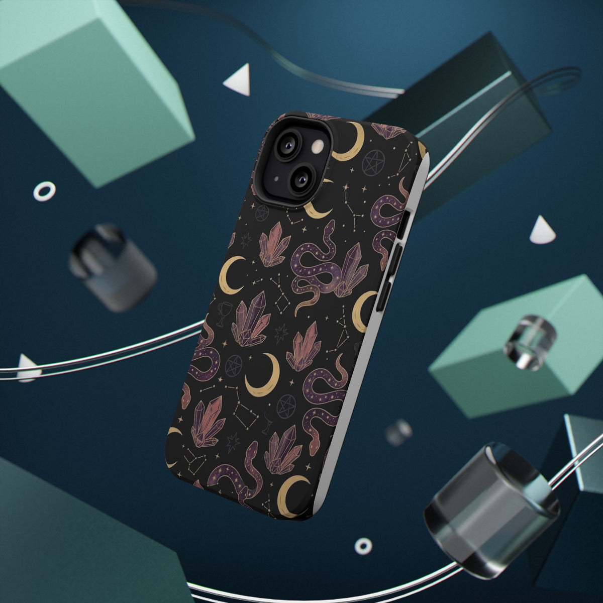 Mystic Moon & Crystal Phone Case — Impact-Resistant Protective Cover