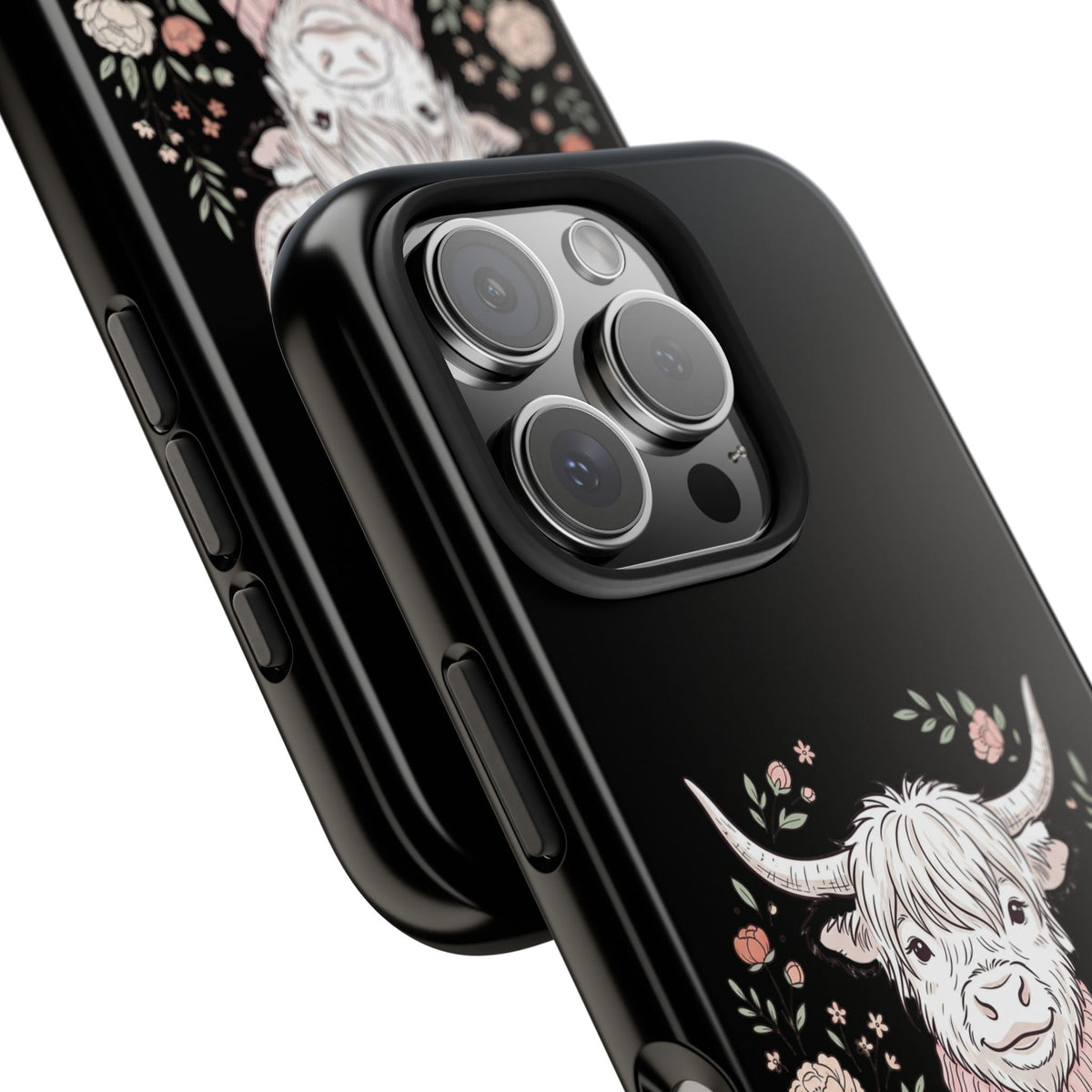Highland Cow Floral Tough Phone Case