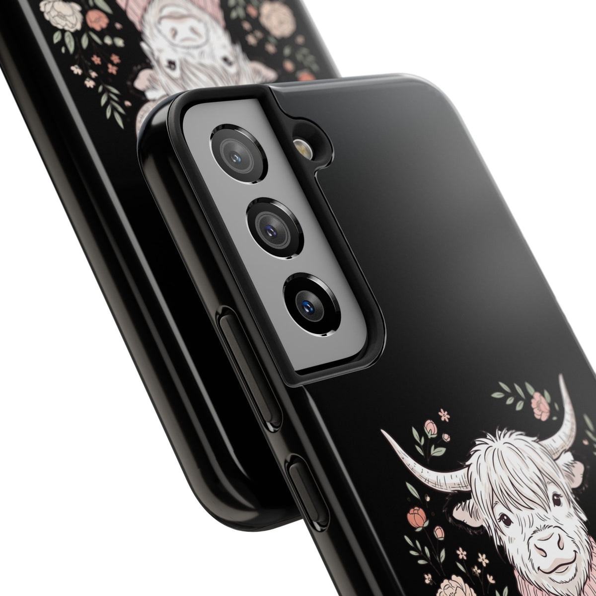 Highland Cow Floral Tough Phone Case