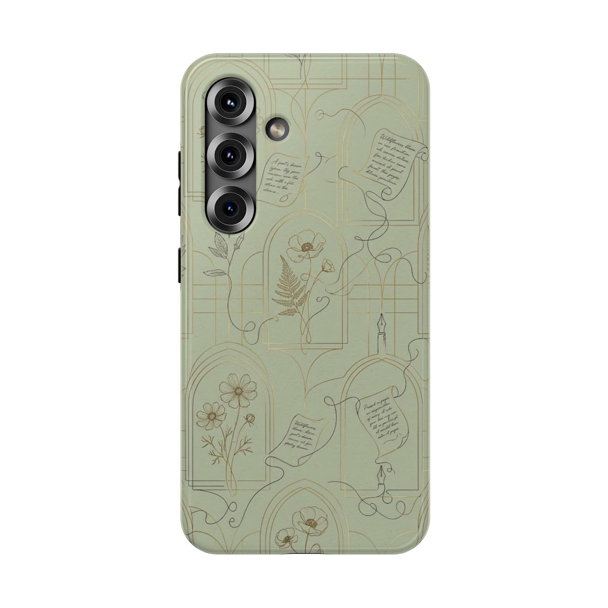 Vintage Botanical Script Design - Impact Resistant Phone Case