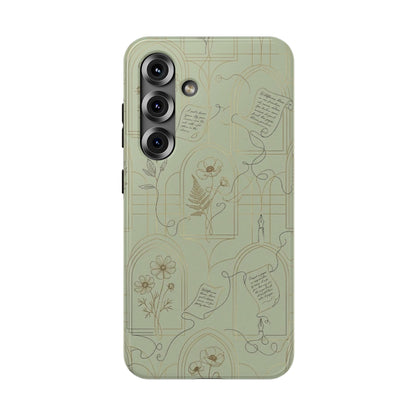 Vintage Botanical Script Design - Impact Resistant Phone Case
