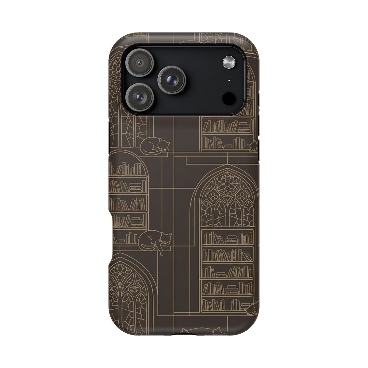Cat Library Bookshelf Phone Case