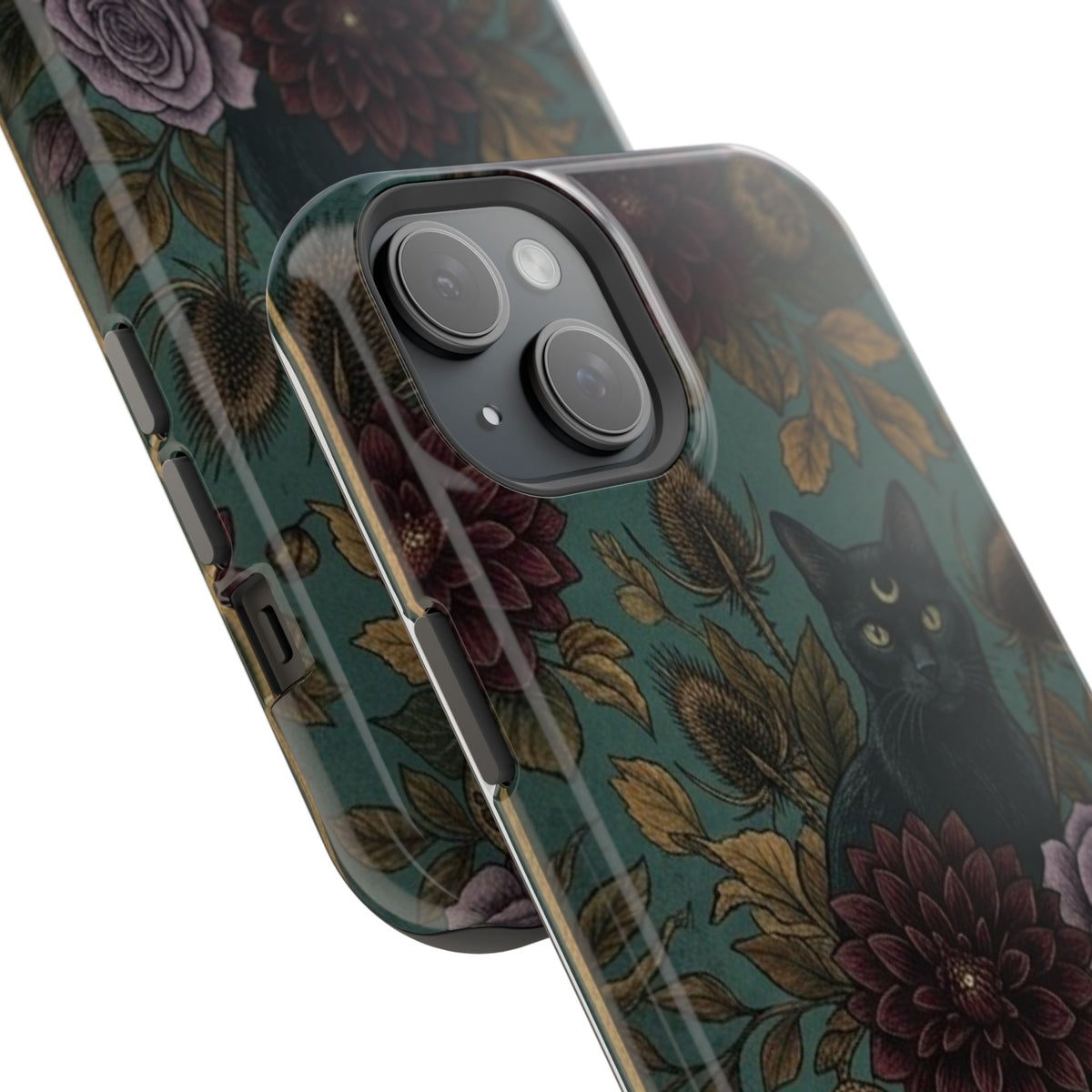 Botanical Black Cat - Impact Resistant Phone Case