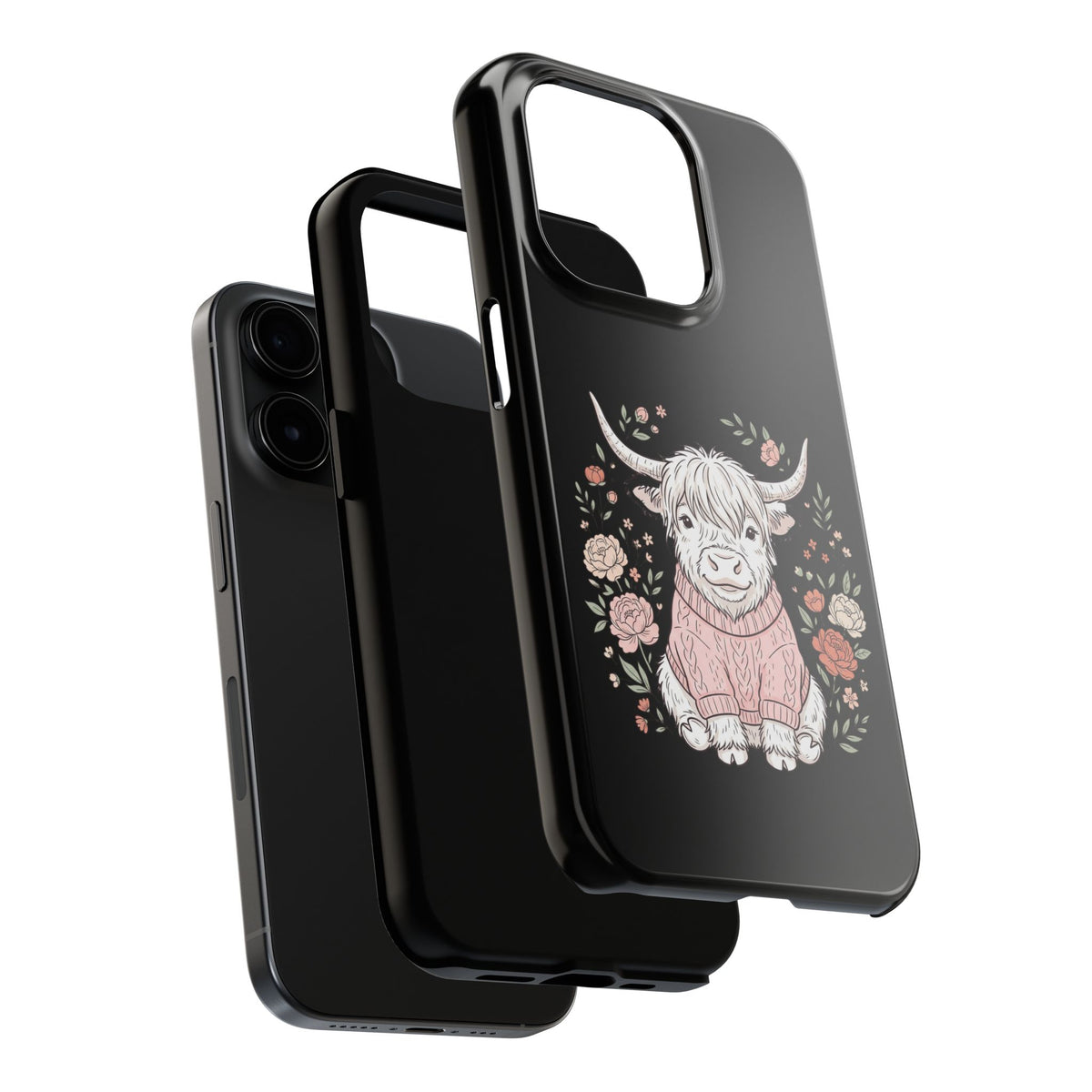 Highland Cow Floral Tough Phone Case