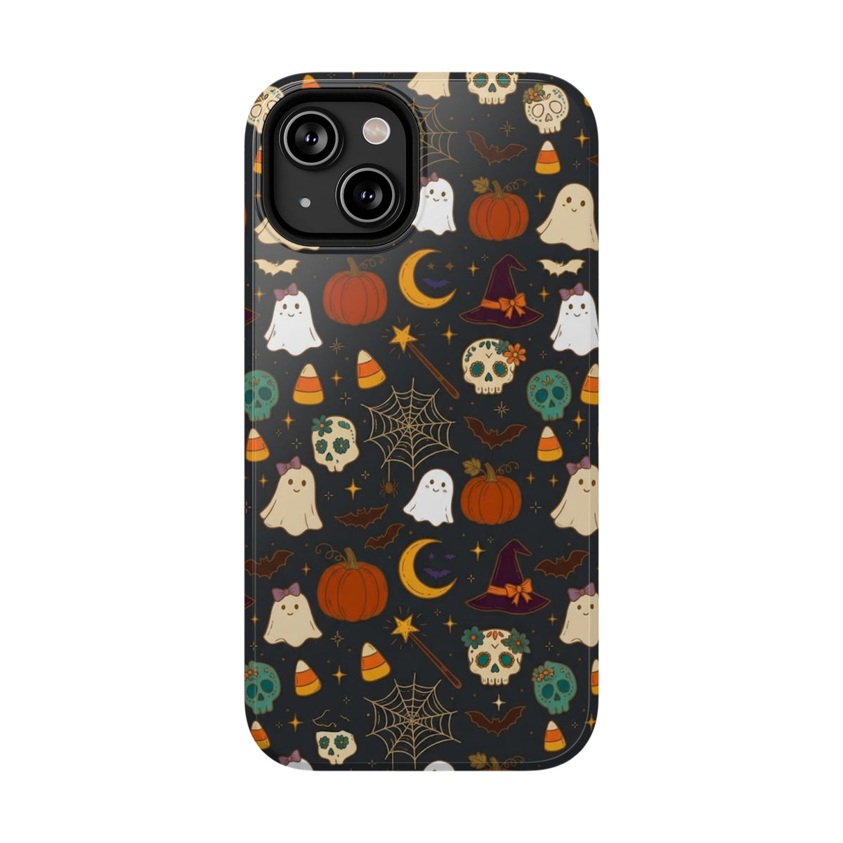 Ghosts, Pumpkins & Skulls Pattern - Impact Resistant Phone Case