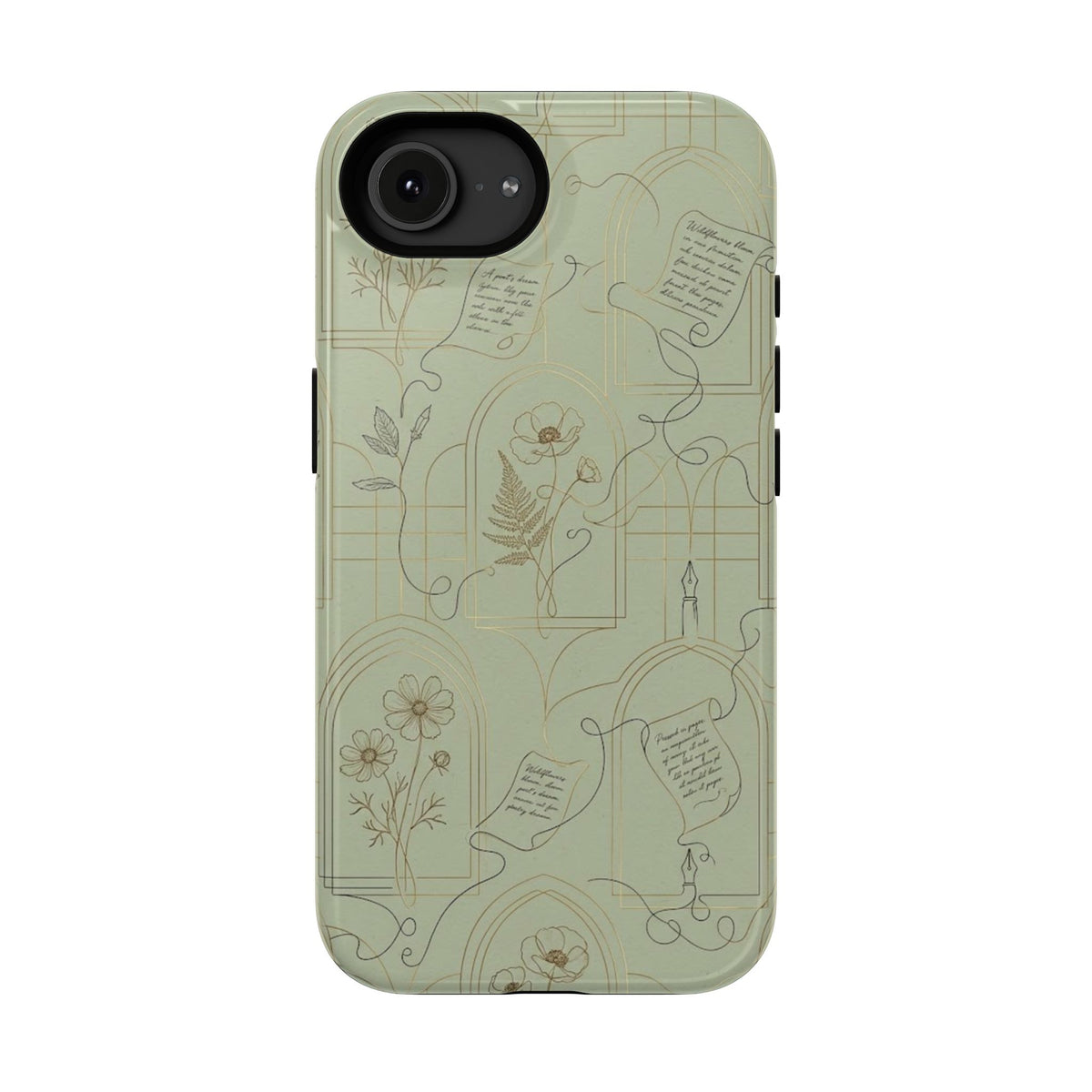 Vintage Botanical Script Design - Impact Resistant Phone Case
