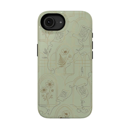 Vintage Botanical Script Design - Impact Resistant Phone Case
