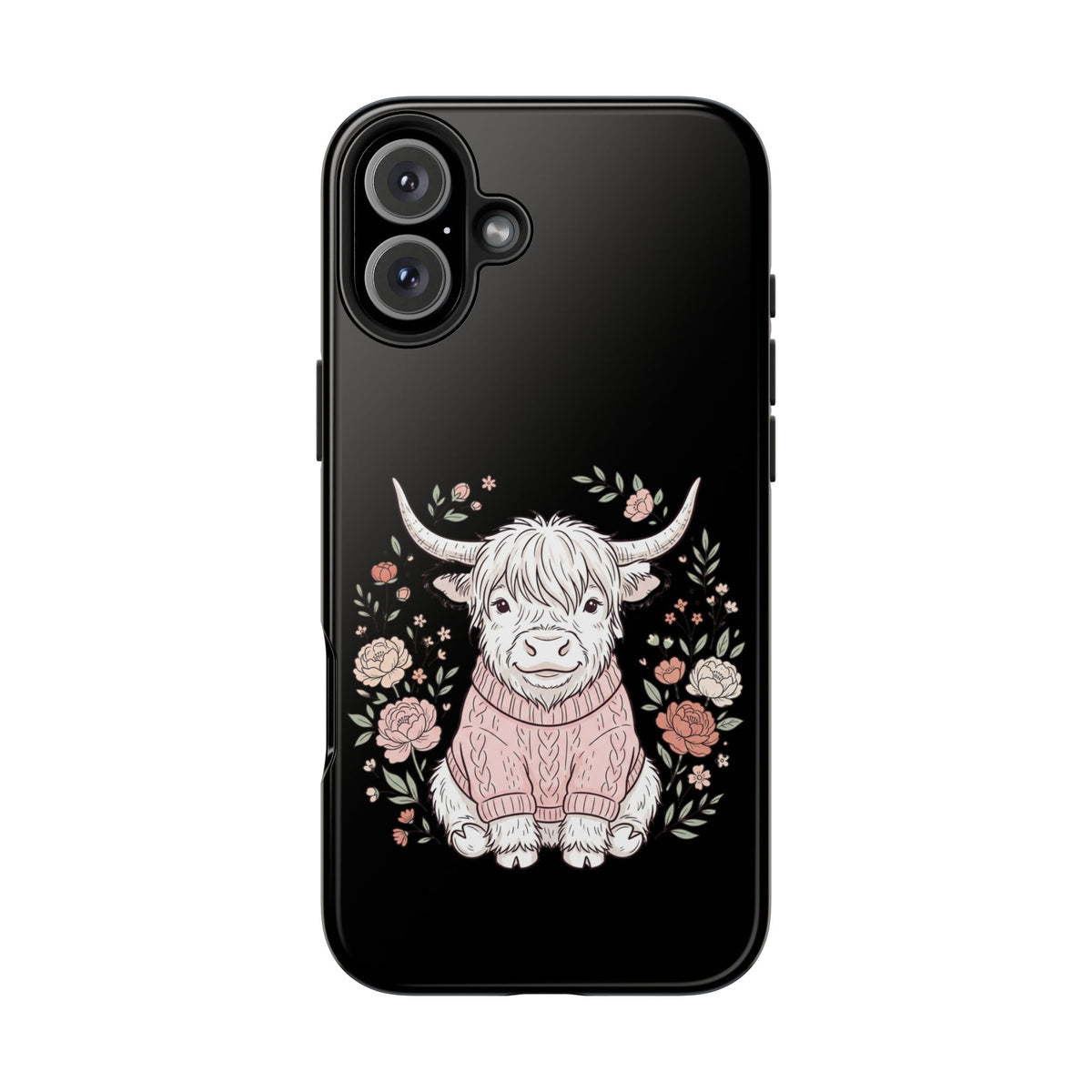 Highland Cow Floral Tough Phone Case