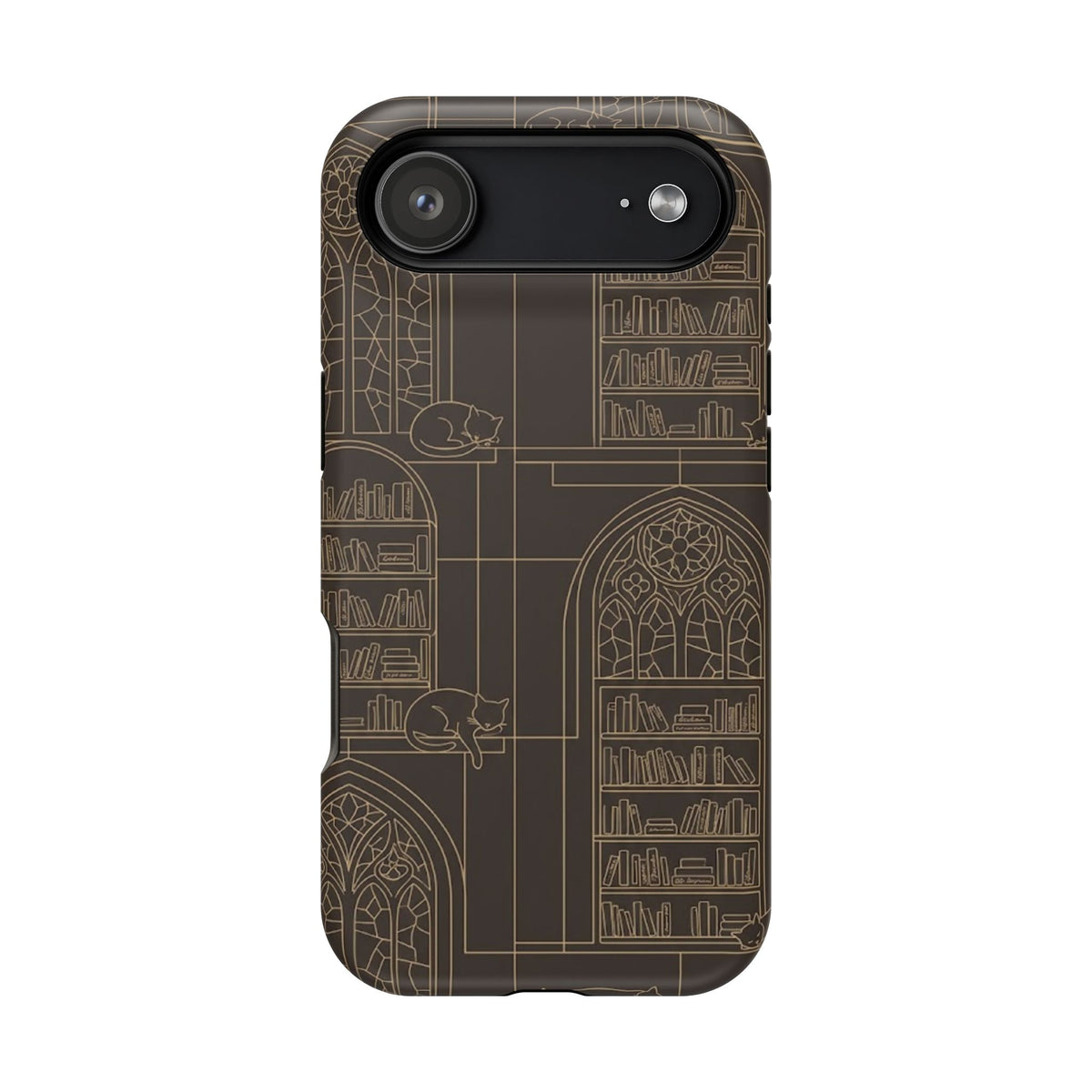 Cat Library Bookshelf Phone Case