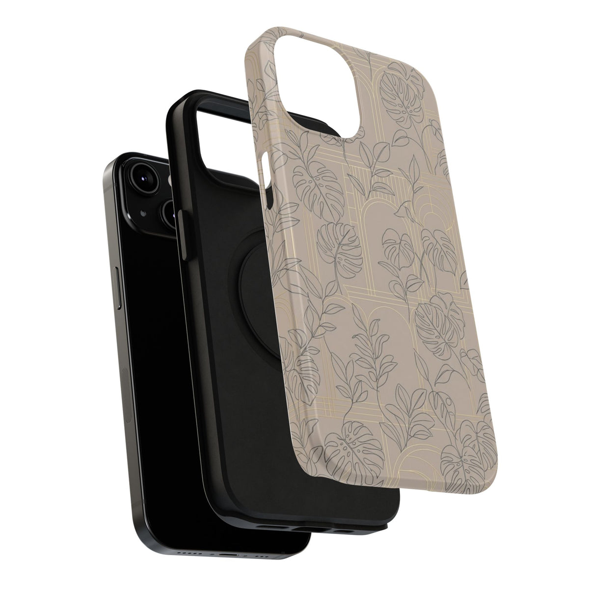 Neutral Leaf Pattern - Impact Resistant Phone Case