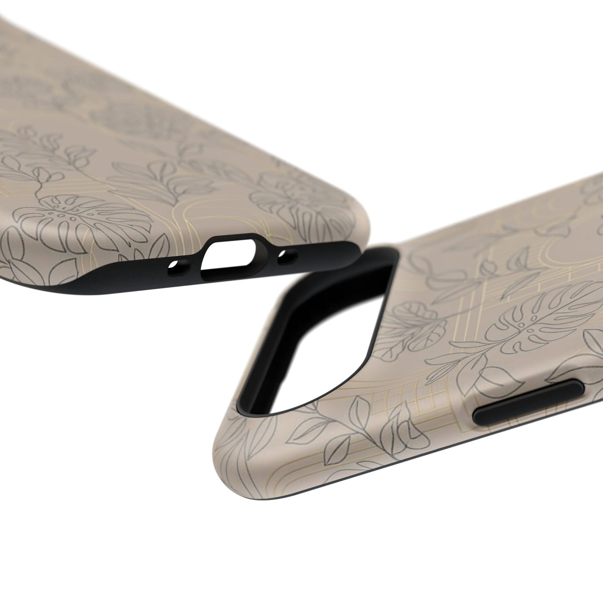 Neutral Leaf Pattern - Impact Resistant Phone Case