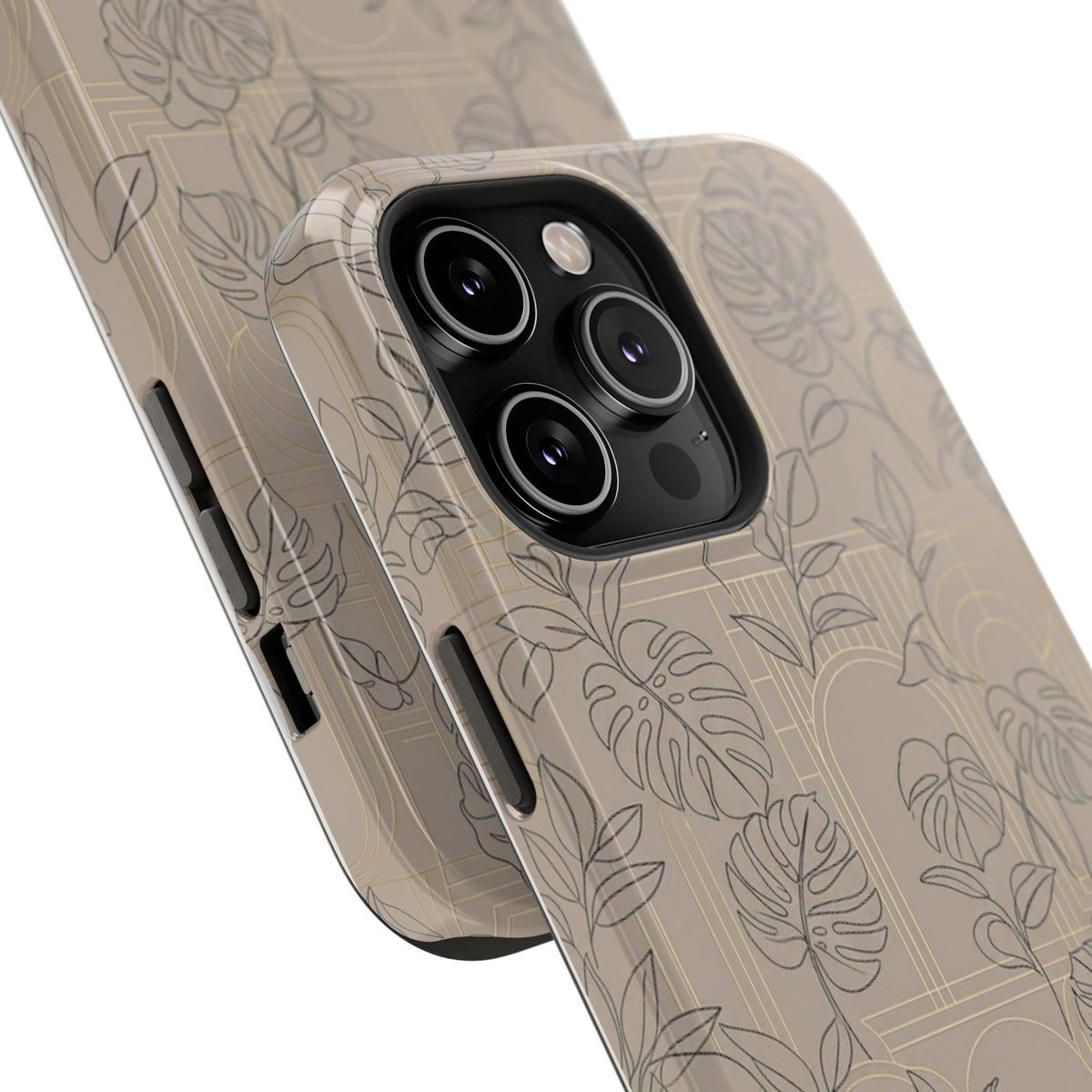 Neutral Leaf Pattern - Impact Resistant Phone Case