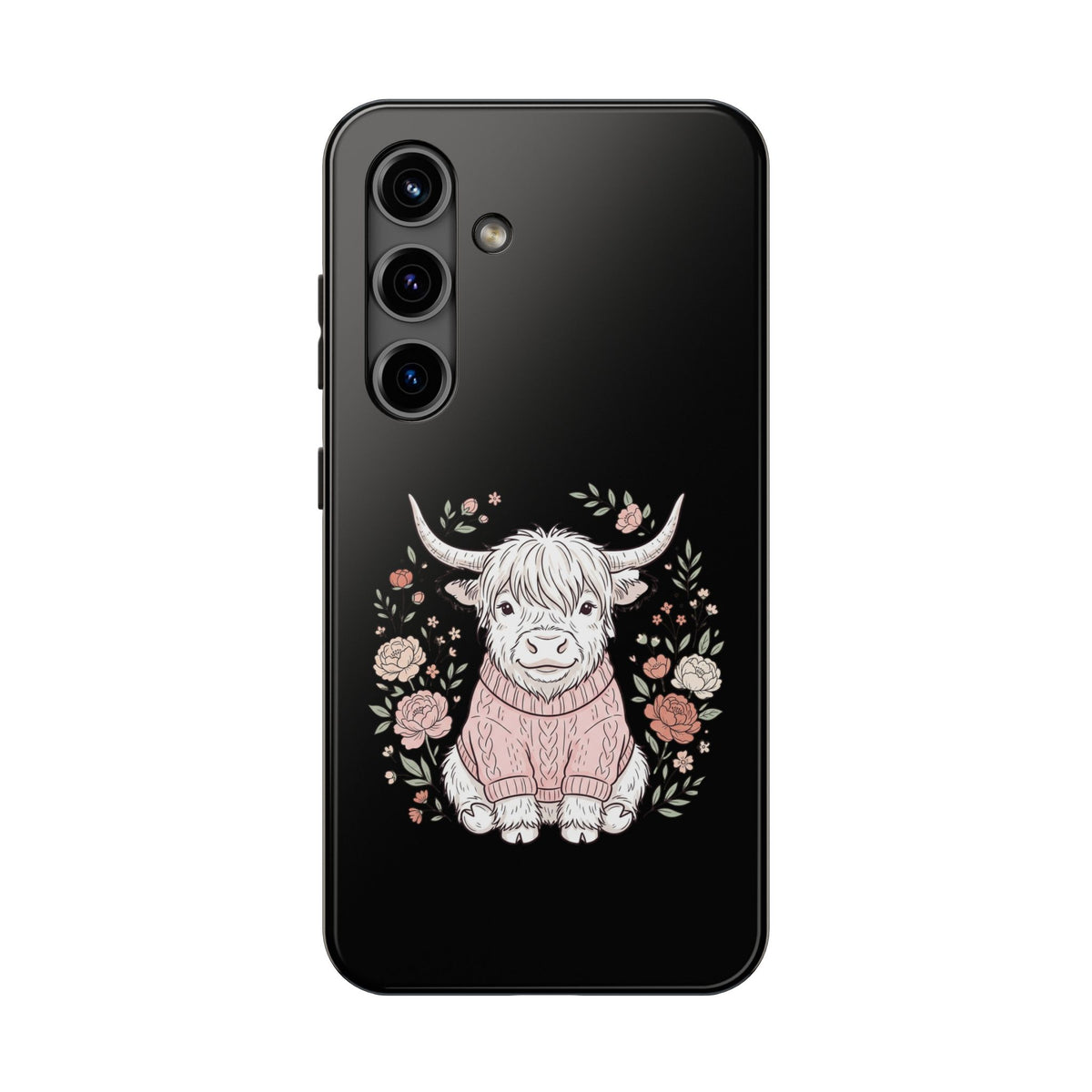 Highland Cow Floral Tough Phone Case