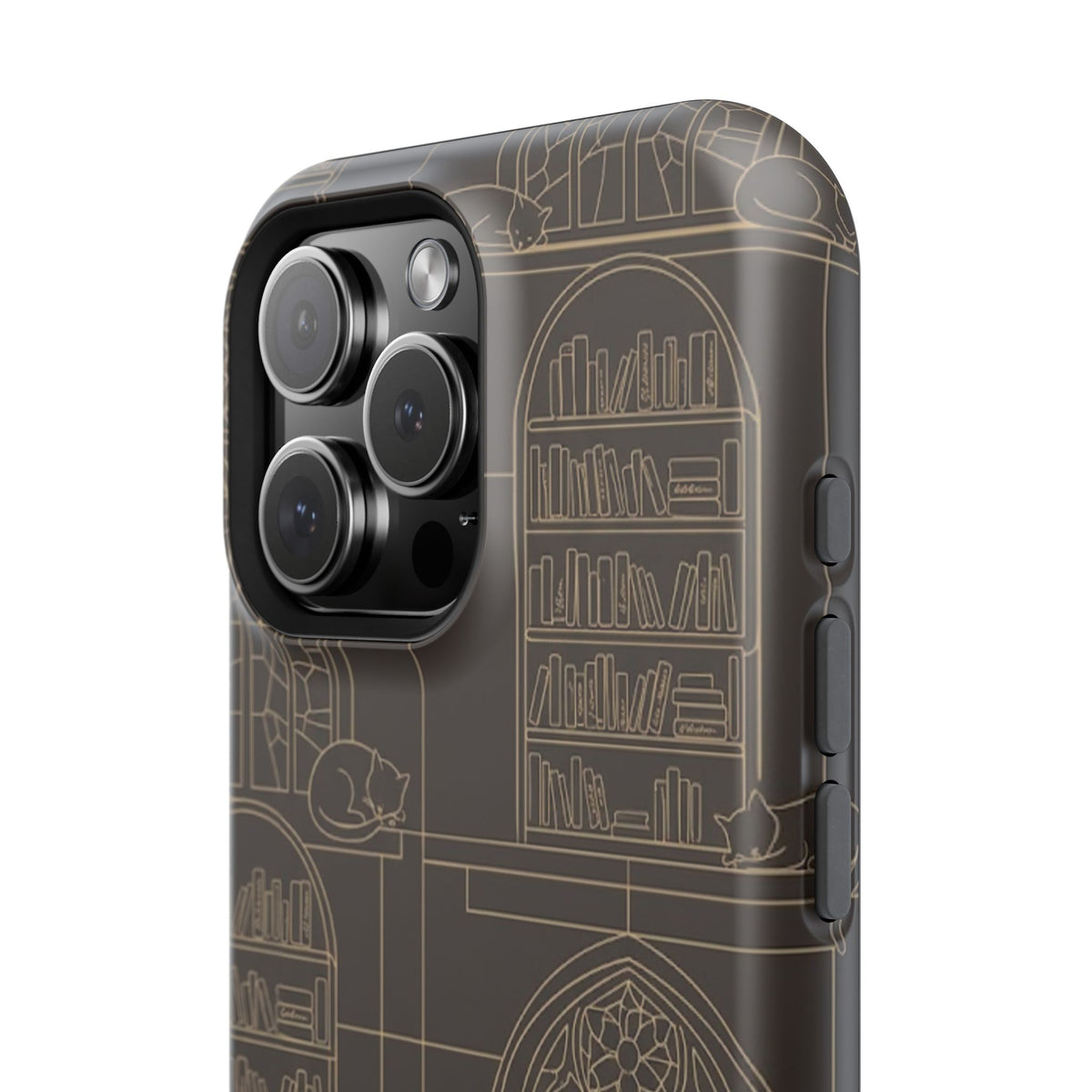 Cat Library Bookshelf Phone Case