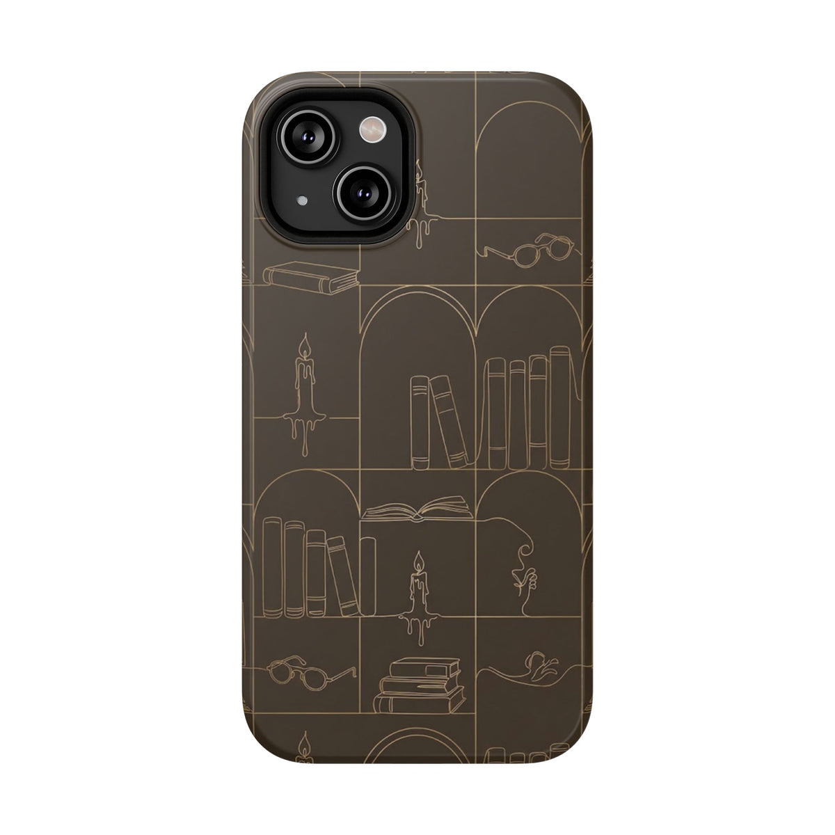 Vintage Library Books & Candle Pattern - Impact-Resistant Phone Case