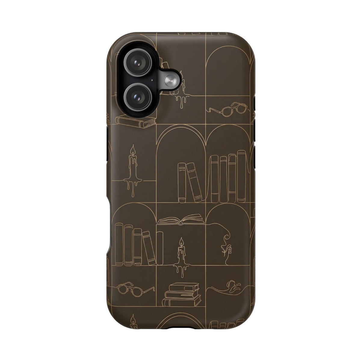 Vintage Library Books & Candle Pattern - Impact-Resistant Phone Case