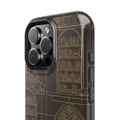 Cat Library Bookshelf Phone Case