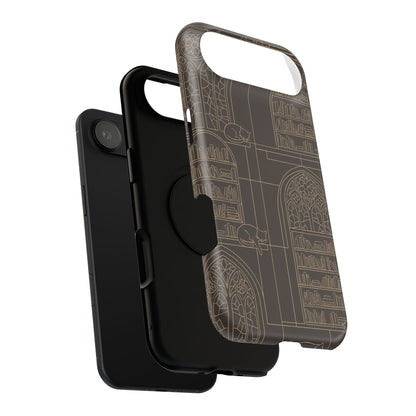 Cat Library Bookshelf Phone Case