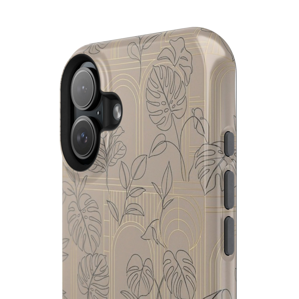Neutral Leaf Pattern - Impact Resistant Phone Case