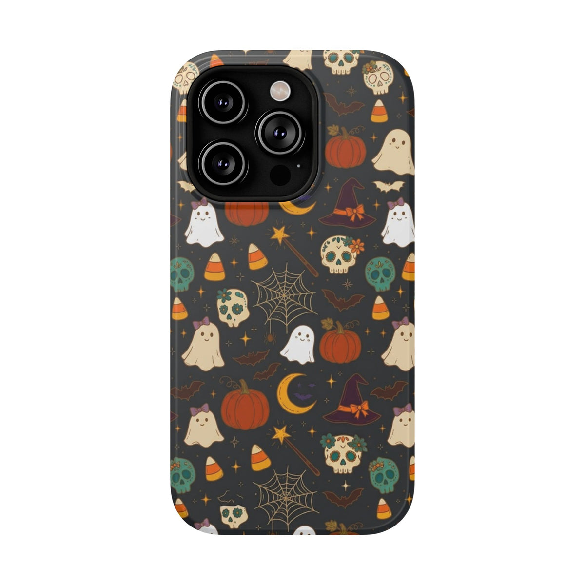 Ghosts, Pumpkins & Skulls Pattern - Impact Resistant Phone Case