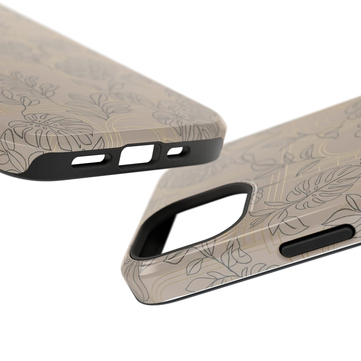 Neutral Leaf Pattern - Impact Resistant Phone Case