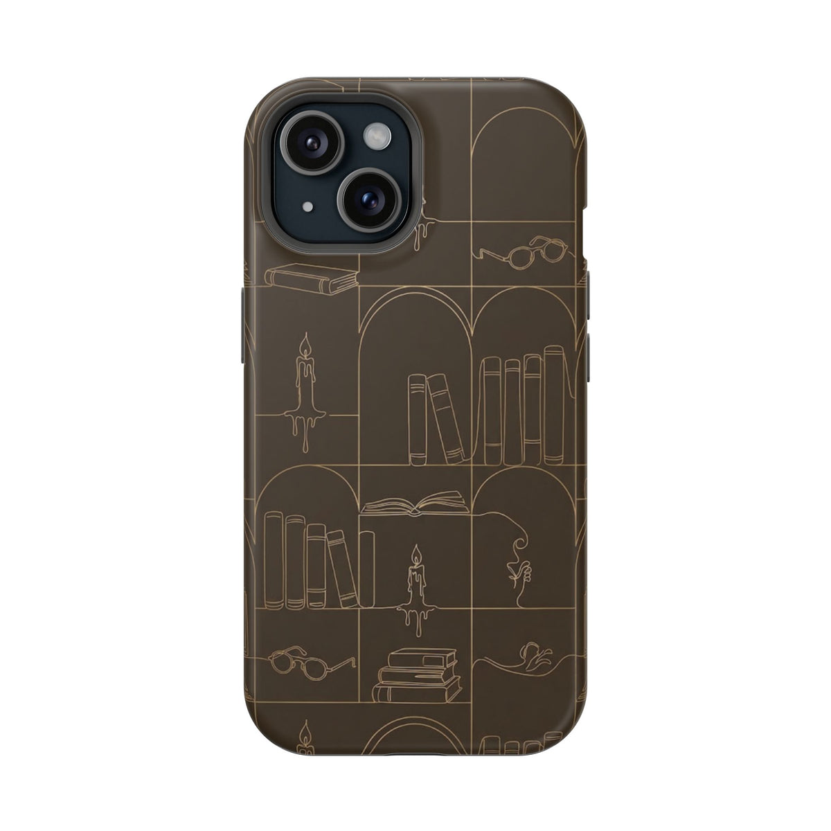Vintage Library Books & Candle Pattern - Impact-Resistant Phone Case
