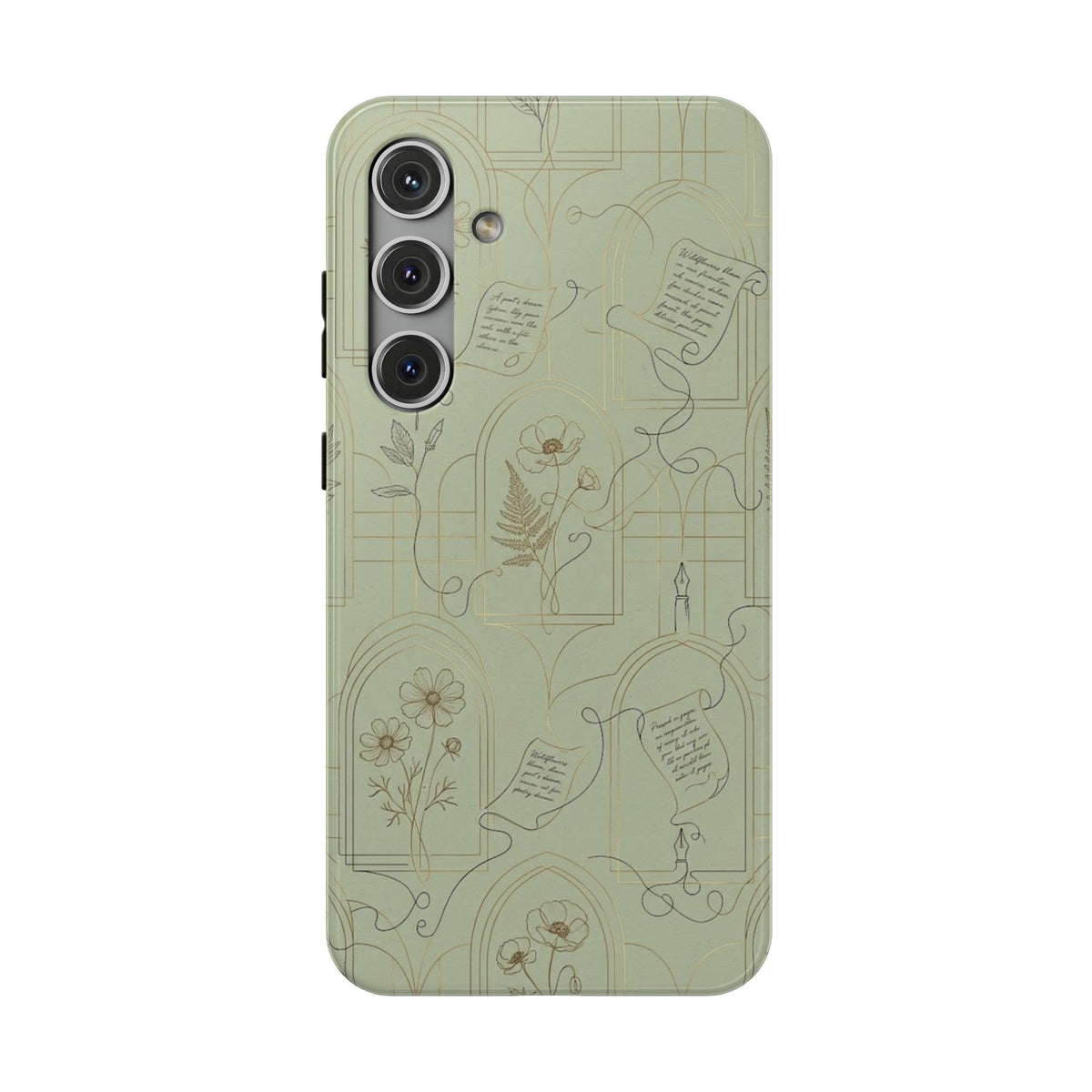 Vintage Botanical Script Design - Impact Resistant Phone Case