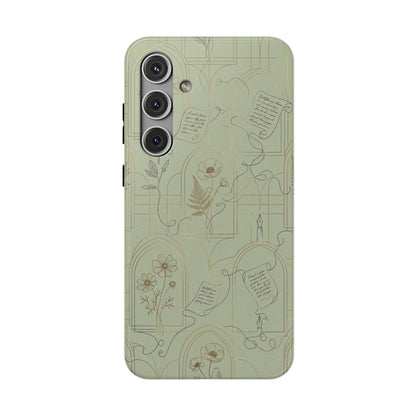 Vintage Botanical Script Design - Impact Resistant Phone Case