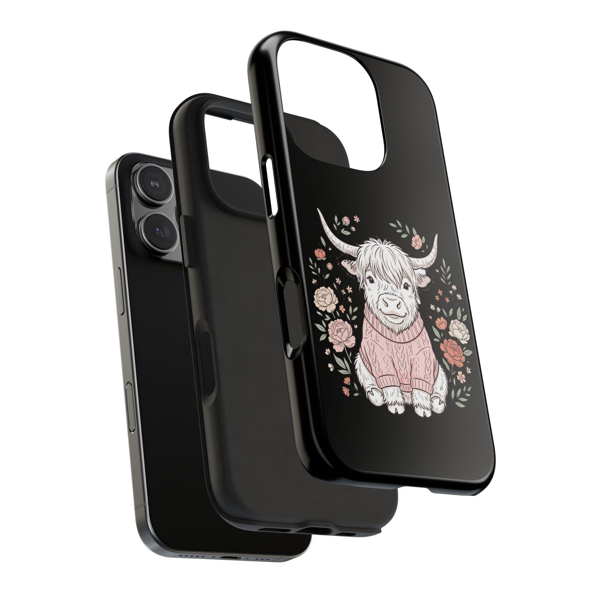 Highland Cow Floral Tough Phone Case