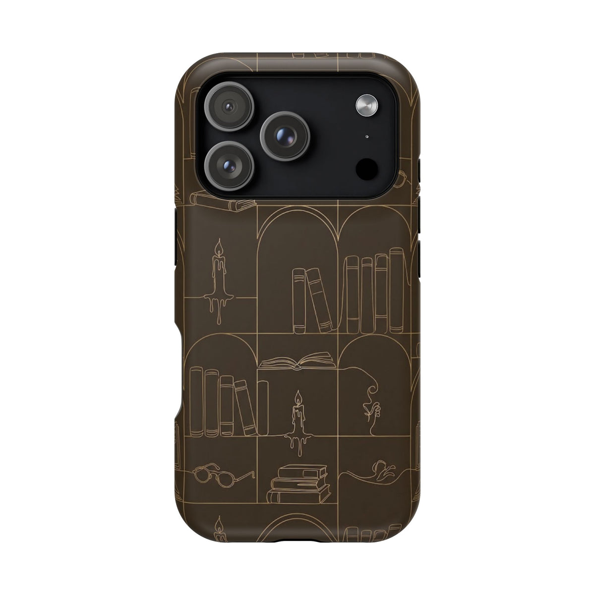 Vintage Library Books & Candle Pattern - Impact-Resistant Phone Case
