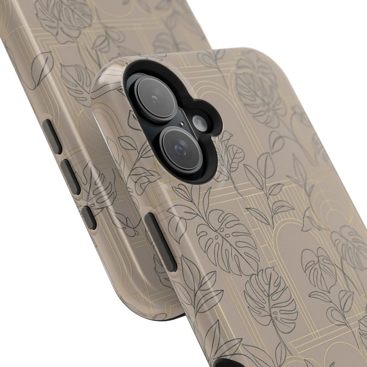 Neutral Leaf Pattern - Impact Resistant Phone Case