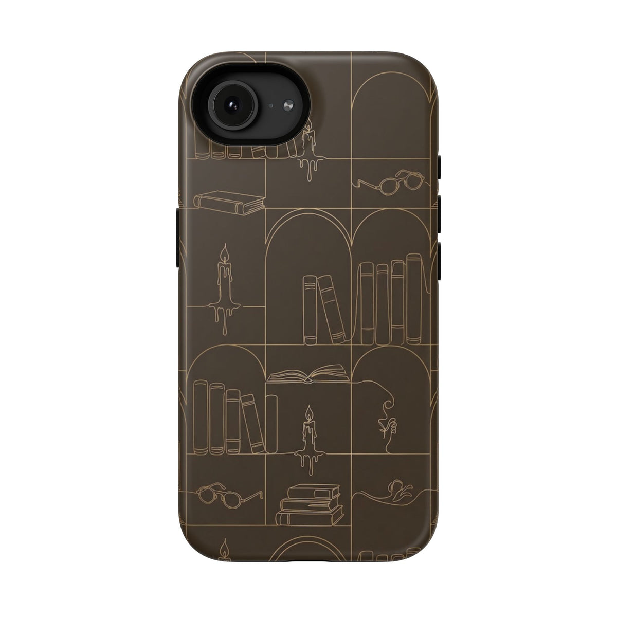Vintage Library Books & Candle Pattern - Impact-Resistant Phone Case