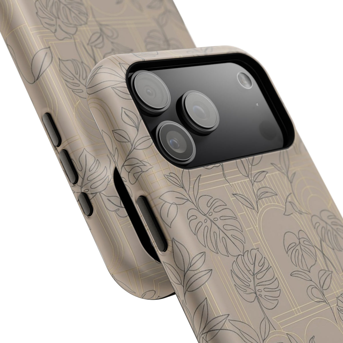 Neutral Leaf Pattern - Impact Resistant Phone Case